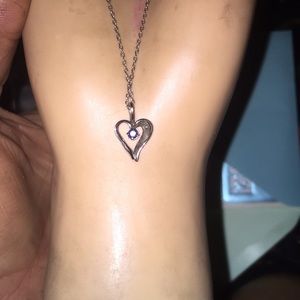Sterling silver sapphire heart pendant